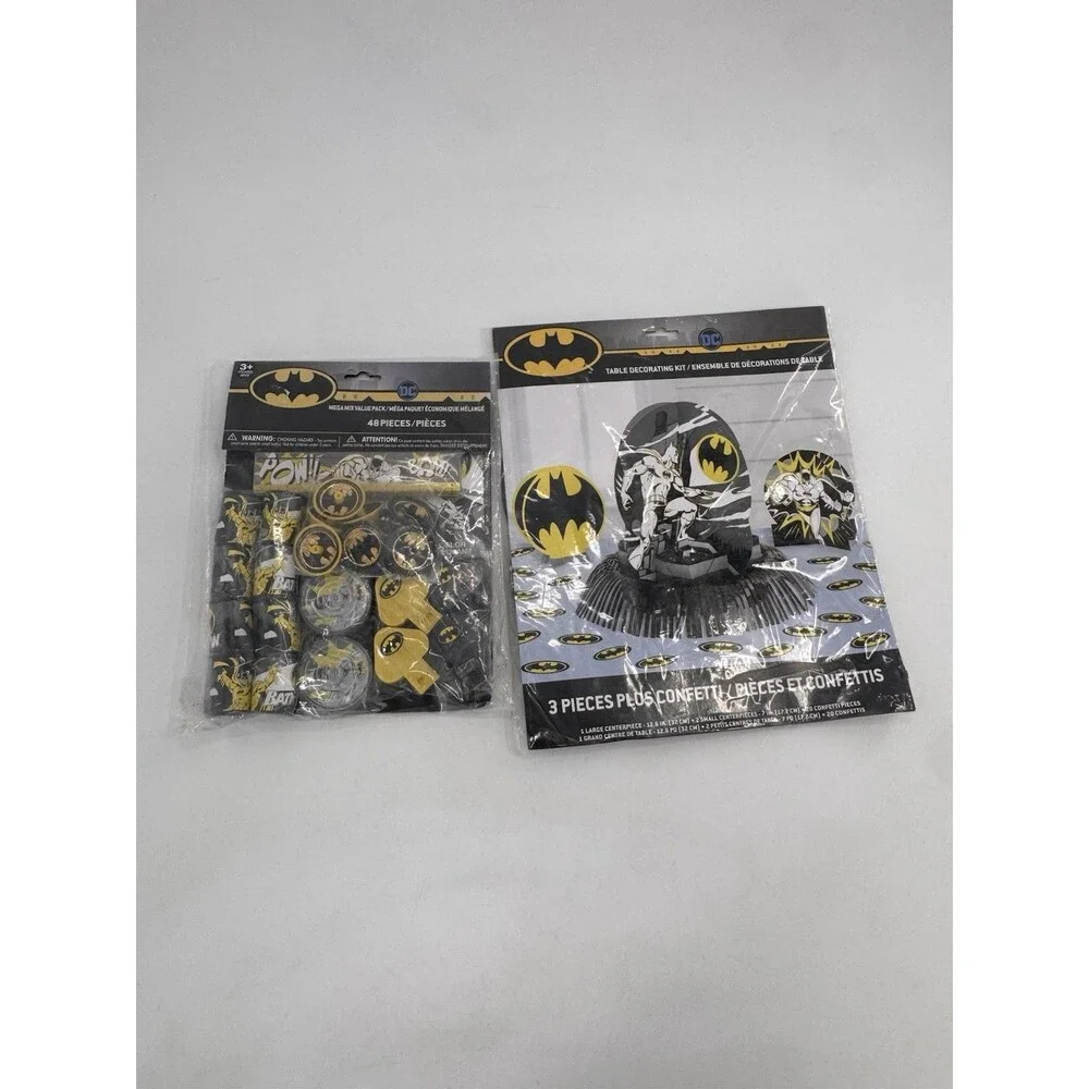DC Comics Batman Mega Mix Value Party Favor Pack 48 piece & Table Decorating Kit